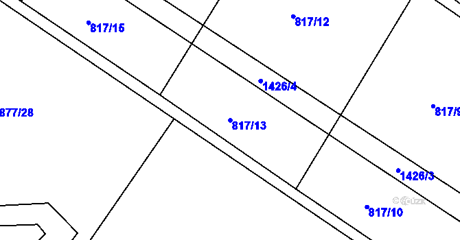 Parcela st. 817/13 v KÚ Mašov u Turnova, Katastrální mapa