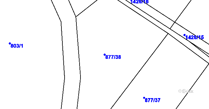 Parcela st. 877/38 v KÚ Mašov u Turnova, Katastrální mapa