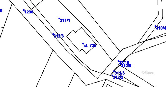 Parcela st. 735 v KÚ Mašov u Turnova, Katastrální mapa