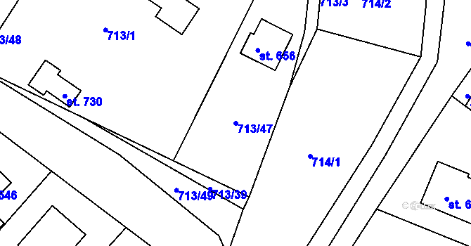 Parcela st. 713/47 v KÚ Mašov u Turnova, Katastrální mapa