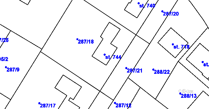 Parcela st. 744 v KÚ Mašov u Turnova, Katastrální mapa