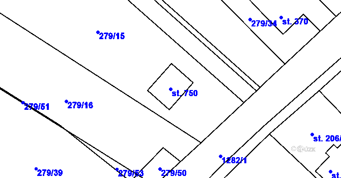 Parcela st. 750 v KÚ Mašov u Turnova, Katastrální mapa