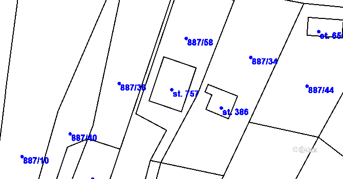Parcela st. 757 v KÚ Mašov u Turnova, Katastrální mapa