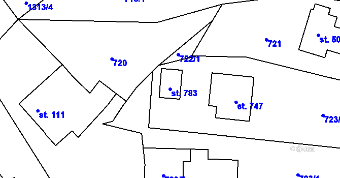 Parcela st. 783 v KÚ Mašov u Turnova, Katastrální mapa