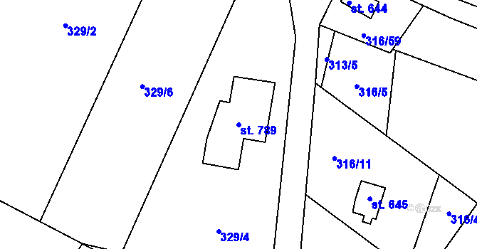 Parcela st. 789 v KÚ Mašov u Turnova, Katastrální mapa