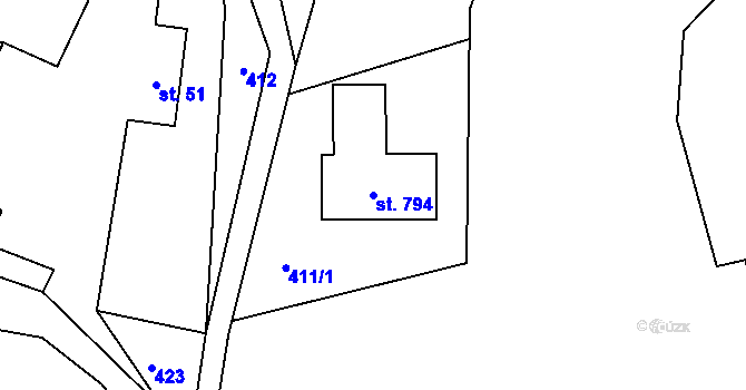 Parcela st. 794 v KÚ Mašov u Turnova, Katastrální mapa