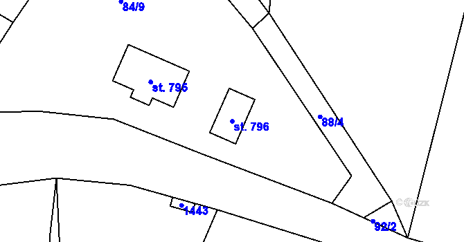 Parcela st. 796 v KÚ Mašov u Turnova, Katastrální mapa