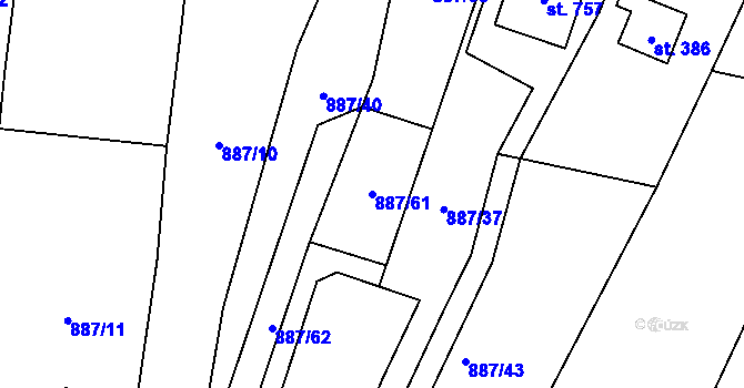 Parcela st. 887/61 v KÚ Mašov u Turnova, Katastrální mapa