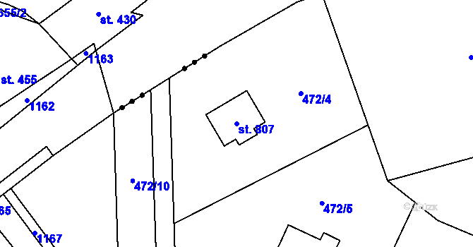 Parcela st. 807 v KÚ Mašov u Turnova, Katastrální mapa