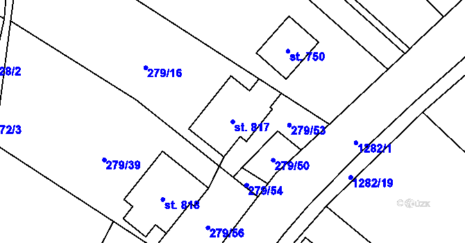 Parcela st. 817 v KÚ Mašov u Turnova, Katastrální mapa