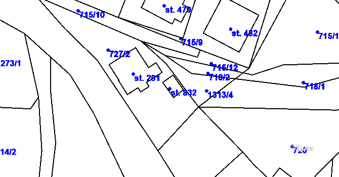 Parcela st. 832 v KÚ Mašov u Turnova, Katastrální mapa