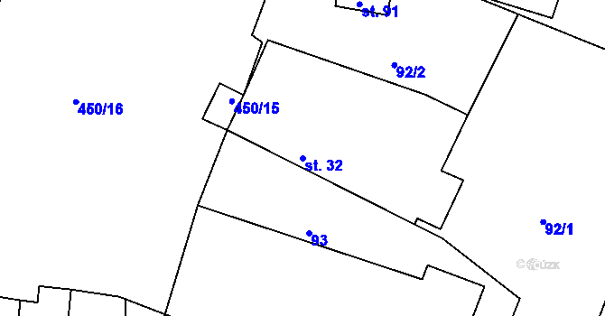 Parcela st. 32 v KÚ Turov nad Loučnou, Katastrální mapa