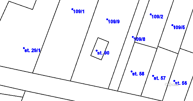 Parcela st. 90 v KÚ Turov nad Loučnou, Katastrální mapa