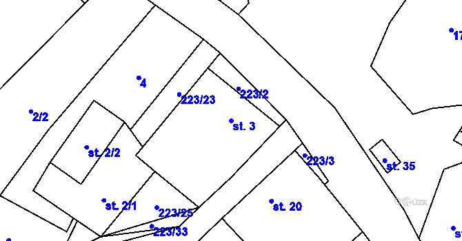 Parcela st. 3 v KÚ Turovka, Katastrální mapa