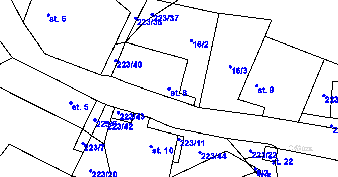 Parcela st. 8 v KÚ Turovka, Katastrální mapa
