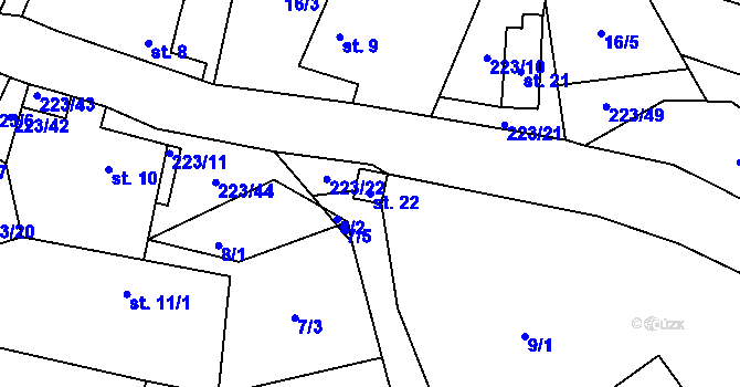Parcela st. 22 v KÚ Turovka, Katastrální mapa