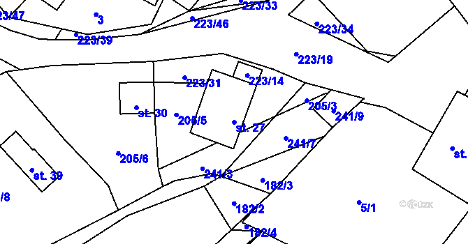 Parcela st. 27 v KÚ Turovka, Katastrální mapa