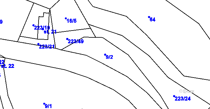 Parcela st. 9/2 v KÚ Turovka, Katastrální mapa