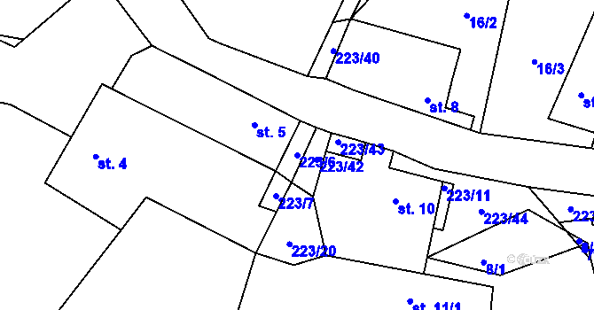 Parcela st. 223/6 v KÚ Turovka, Katastrální mapa