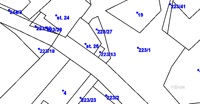 Parcela st. 223/13 v KÚ Turovka, Katastrální mapa