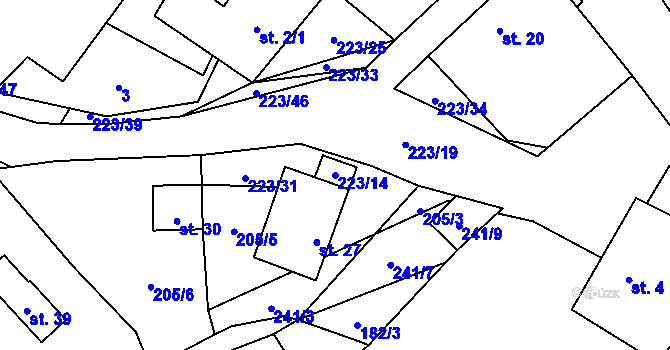 Parcela st. 223/14 v KÚ Turovka, Katastrální mapa