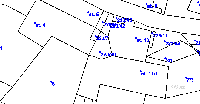 Parcela st. 223/20 v KÚ Turovka, Katastrální mapa