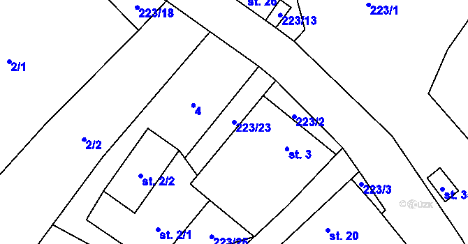 Parcela st. 223/23 v KÚ Turovka, Katastrální mapa