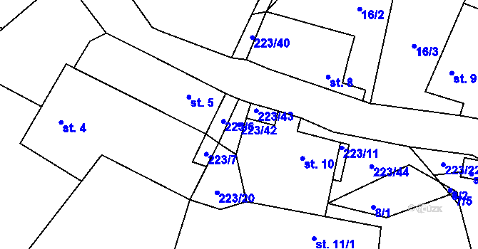 Parcela st. 223/42 v KÚ Turovka, Katastrální mapa