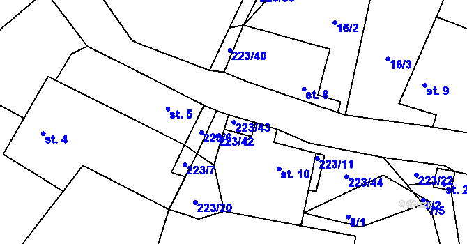 Parcela st. 223/43 v KÚ Turovka, Katastrální mapa
