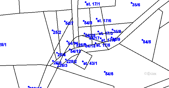 Parcela st. 54/18 v KÚ Turovka, Katastrální mapa
