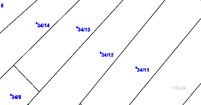 Parcela st. 34/12 v KÚ Turovka, Katastrální mapa