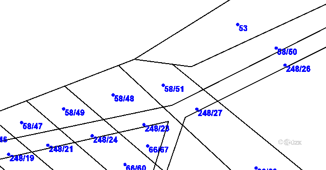 Parcela st. 58/51 v KÚ Turovka, Katastrální mapa