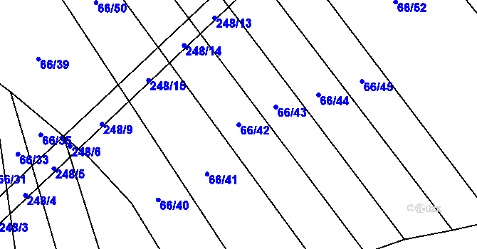 Parcela st. 66/42 v KÚ Turovka, Katastrální mapa