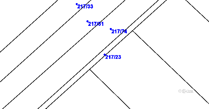 Parcela st. 217/23 v KÚ Turovka, Katastrální mapa