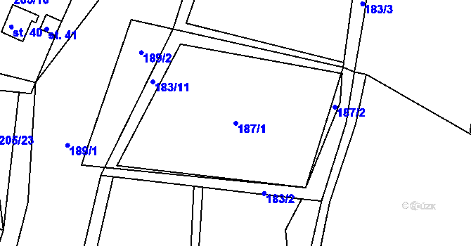 Parcela st. 187/1 v KÚ Turovka, Katastrální mapa