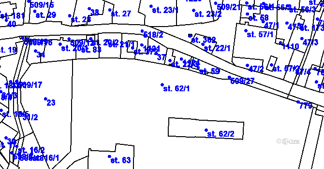 Parcela st. 62/1 v KÚ Tursko, Katastrální mapa