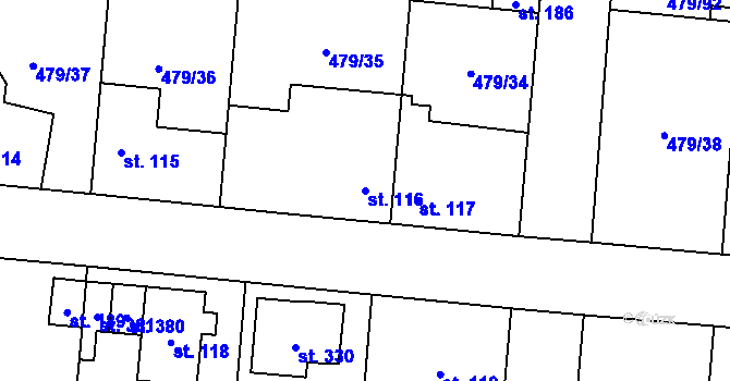 Parcela st. 116 v KÚ Tursko, Katastrální mapa
