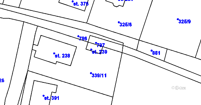 Parcela st. 239 v KÚ Tursko, Katastrální mapa
