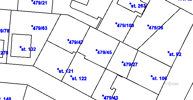 Parcela st. 479/45 v KÚ Tursko, Katastrální mapa