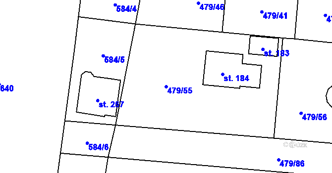 Parcela st. 479/55 v KÚ Tursko, Katastrální mapa