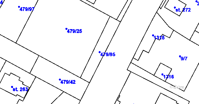 Parcela st. 479/95 v KÚ Tursko, Katastrální mapa