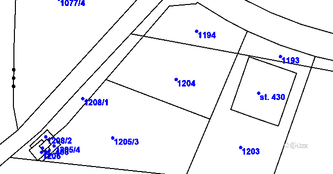 Parcela st. 442/55 v KÚ Tursko, Katastrální mapa