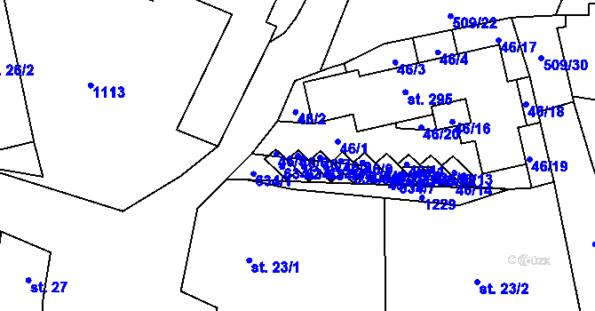Parcela st. 46/6 v KÚ Tursko, Katastrální mapa