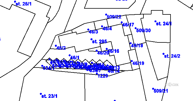 Parcela st. 46/20 v KÚ Tursko, Katastrální mapa