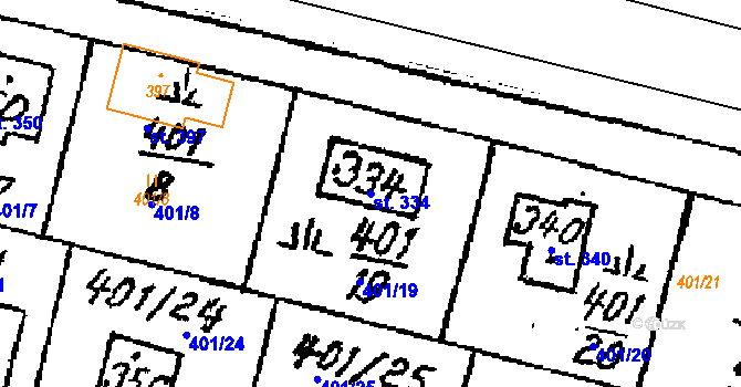 Parcela st. 334 v KÚ Tursko, Katastrální mapa