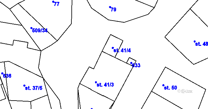 Parcela st. 41/4 v KÚ Tursko, Katastrální mapa