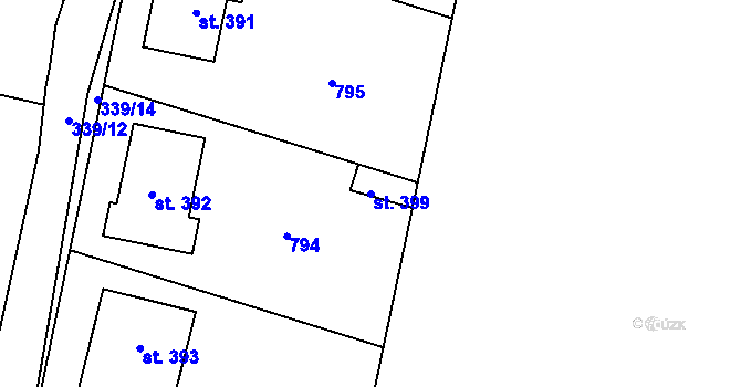 Parcela st. 399 v KÚ Tursko, Katastrální mapa