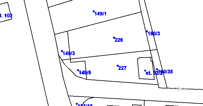 Parcela st. 32/1 v KÚ Butoves, Katastrální mapa