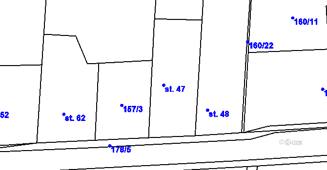 Parcela st. 47 v KÚ Butoves, Katastrální mapa