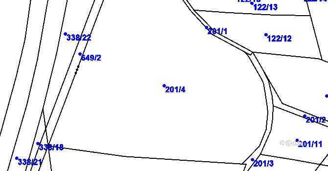 Parcela st. 201/4 v KÚ Butoves, Katastrální mapa